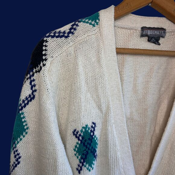 Vintage 80s JT Beckett Argyle Cardigan - Picture 6 of 8